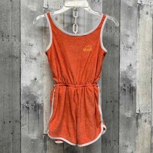 SO girls Strappy TerryCloth Orange Romper size 10/12